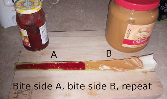 Peanut butter on celery